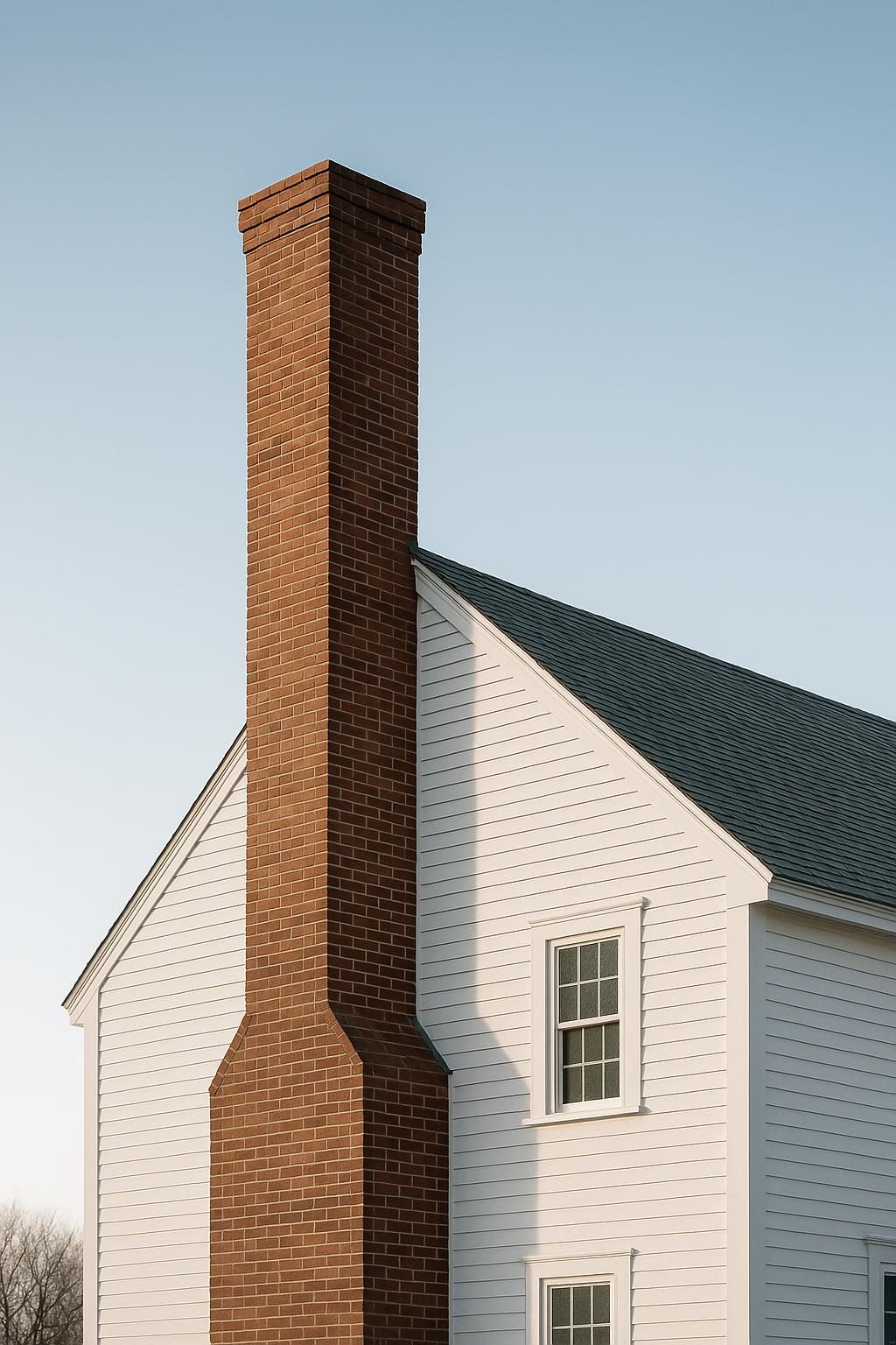 Brick chimney on a colonial house (illustration)